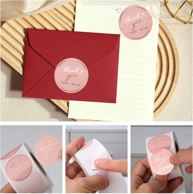 IBAKE 500 PCS Thank You Stickers 1.5 Inch – Blush Pink with Rose Gold Foil | Waterproof, Tear-Resistant Labels for Small Business, Packaging, Envelopes, Boxes, Cards, Gifts, Orders, Wedding Supplies - Image 4